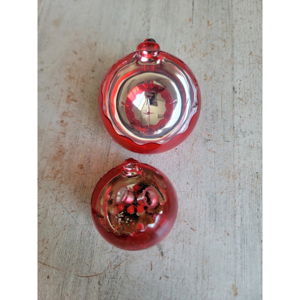 Vintage reflective Northstar mistletoe ball ornament Xmas set unique home